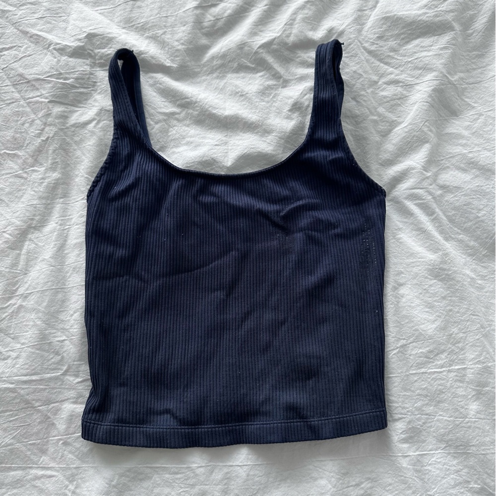 Navy Blue Ribbed Women's Top